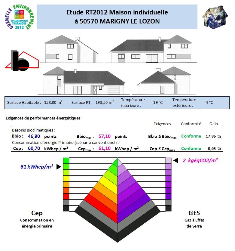 etude thermique rt 2012 Marigny le Lozon 50570