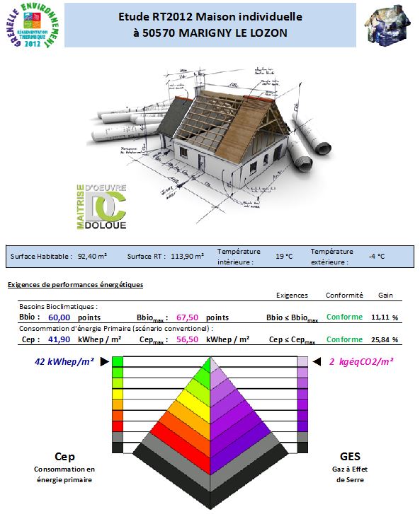 Etude RT 2012 Marigny le Lozon 50570 Avenir Thermique et Diagnostics 1
