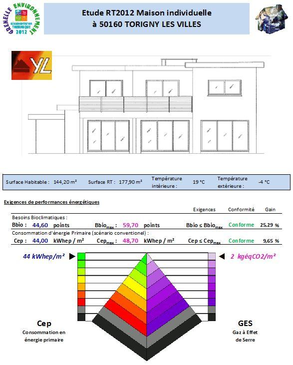 Etude RT 2012 Torigny les villes 50160 Avenir Thermique et Diagnostics