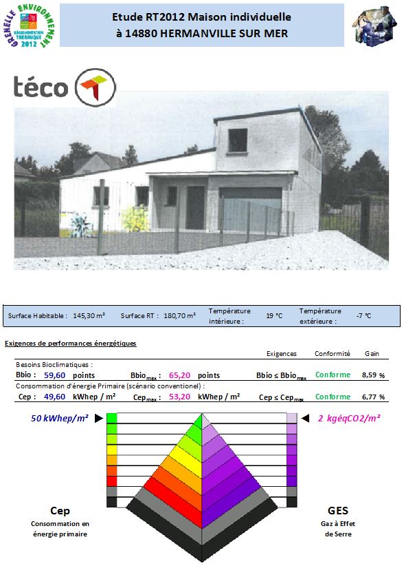 Etude RT 2012 Hermanville sur mer 14880 Teco Calvados Normandie