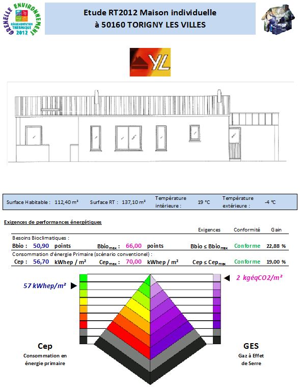 Etude RT2012 Torigny les villes 50160 Lenoir Avenir Thermique