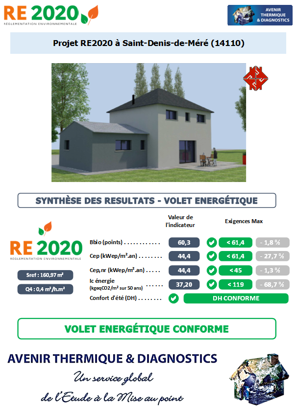 Etude thermique RE2020 + ACV à Saint-Denis-de-Méré 14110