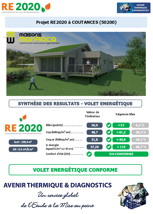 Etude thermique RE2020 + ACV à COUTANCES 50200