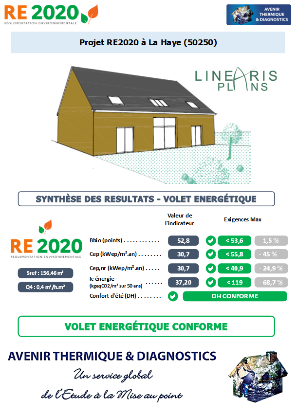 Etude thermique RE2020 + ACV à La Haye 50250