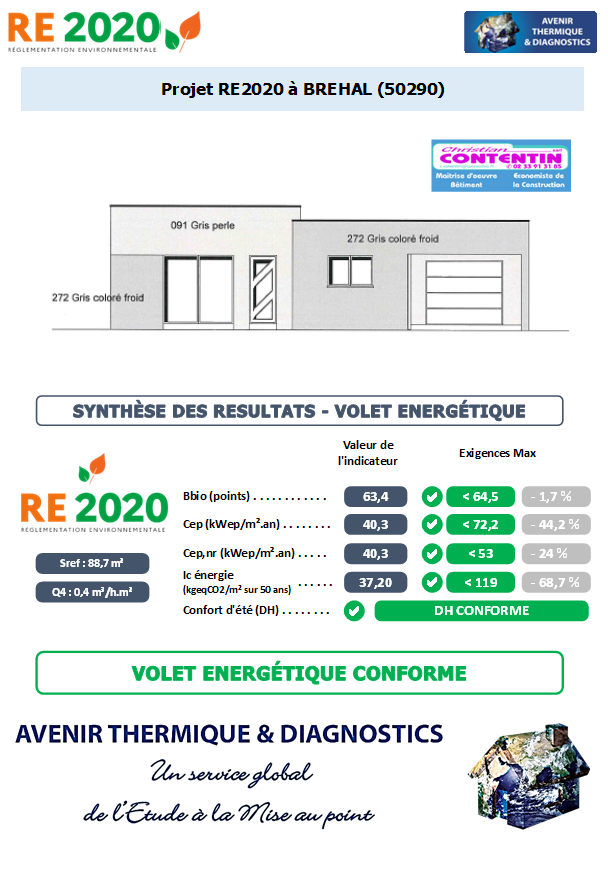 Etude thermique RE2020 + ACV à BREHAL 50290