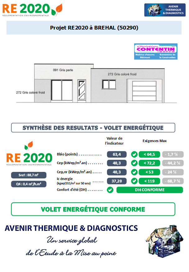 RE2020 - Avenir Thermique - 50290 Brehal - Contentin Christian Etude thermique RE2020 + ACV à BREHAL 50290