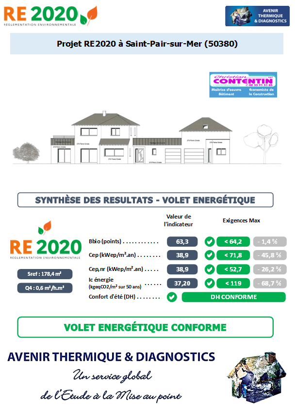 Etude thermique RE2020 + ACV à Saint-Pair-sur-Mer 50380