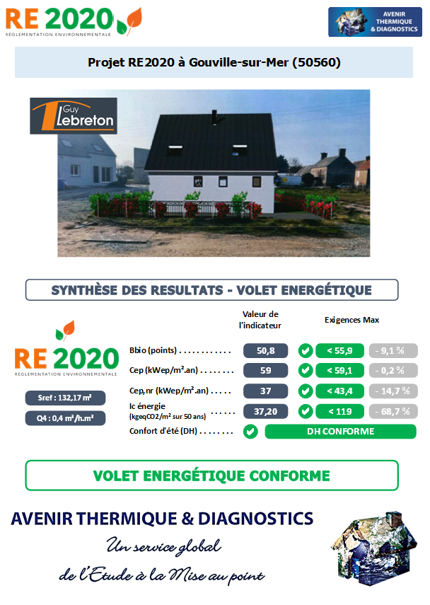 RE2020 - Avenir Thermique - 50560 Gouville sur mer - LEBRETON Etude thermique + ACV RE2020 à Gouville-sur-Mer (50560)