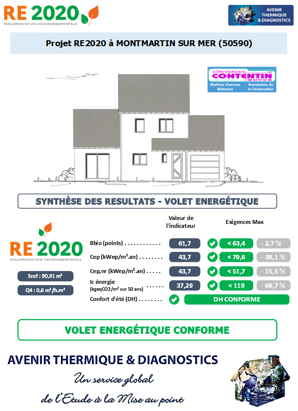 Etude thermique RE2020 + ACV à MONTMARTIN SUR MER 50590