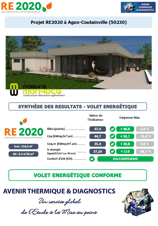 Etude thermique RE2020 + ACV à Agon-Coutainville 50230