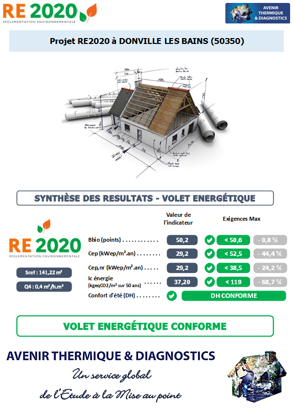 RE2020 - Avenir Thermique - 50350 DONVILLE LES BAINS Manche Etude thermique RE2020 + ACV à DONVILLE LES BAINS 50350
