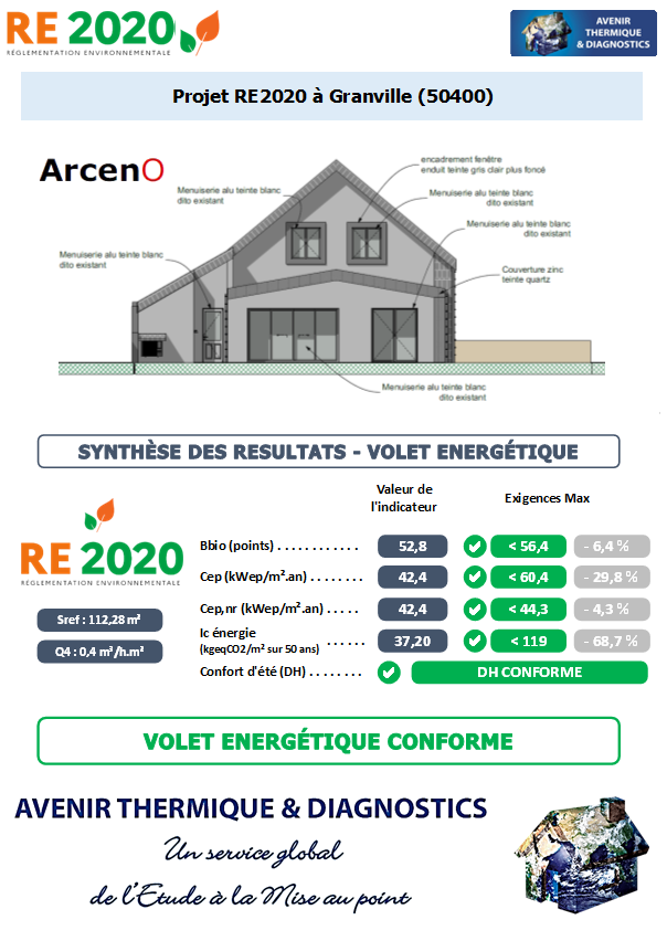 RE2020 - Avenir Thermique - 50400 Granville Manche - Atelier ARCENO Etude thermique RE2020 + ACV à Granville 50400