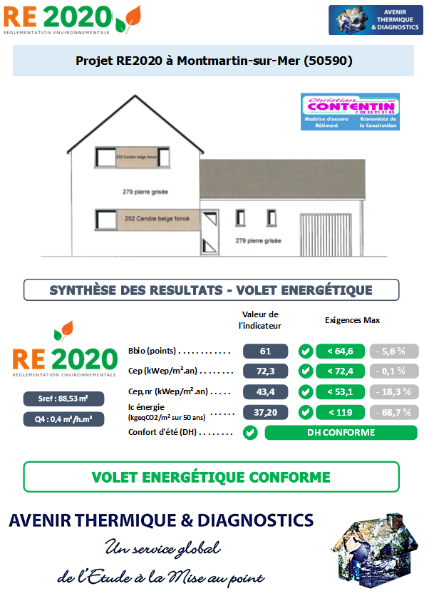 RE2020 - Avenir Thermique - 50590 Montmartin-sur-Mer Manche - SARL CHRISTIAN CONTENTIN Etude thermique RE2020 + ACV à Montmartin-sur-Mer 50590