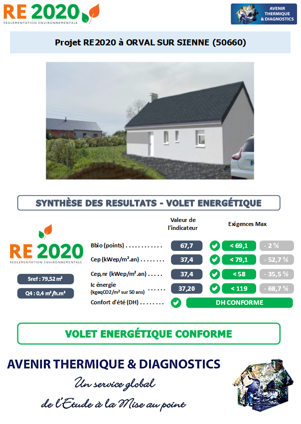 Etude thermique RE2020 + ACV à ORVAL SUR SIENNE 50660