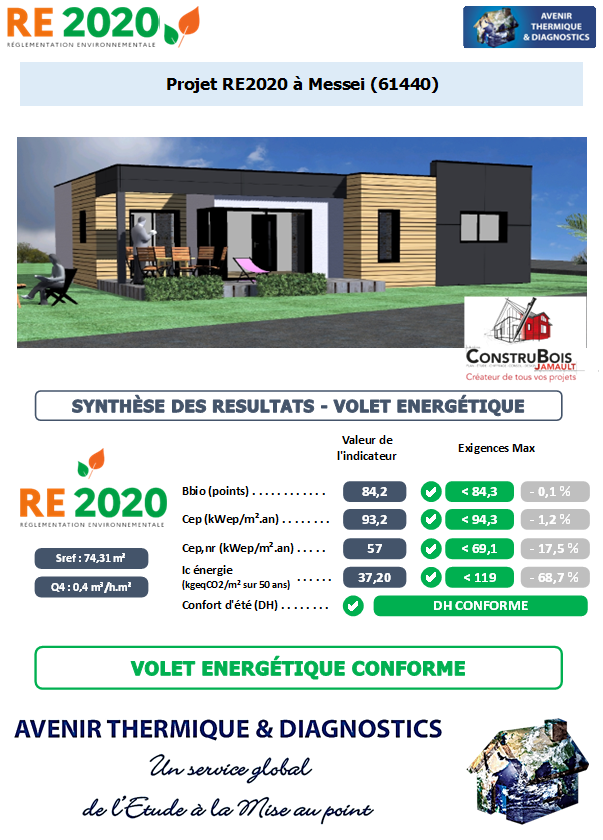 Etude thermique RE2020 + ACV à Messei 61440