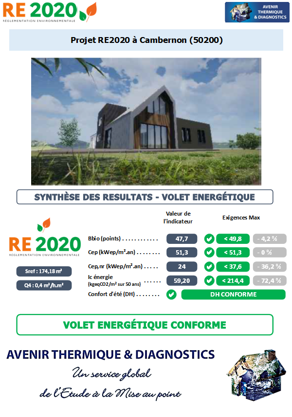 Etude thermique RE2020 + ACV à Cambernon 50200