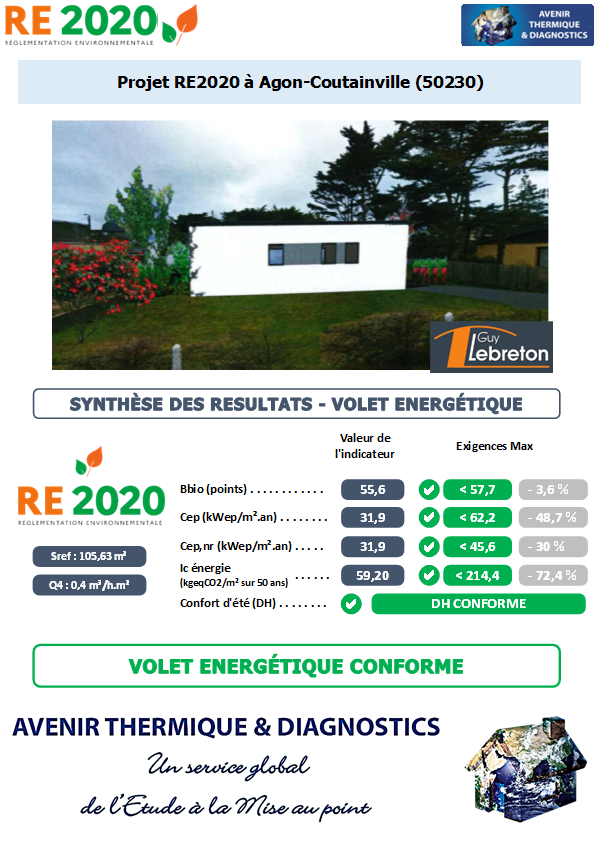 Etude thermique RE2020 + ACV à Agon-Coutainville 50230