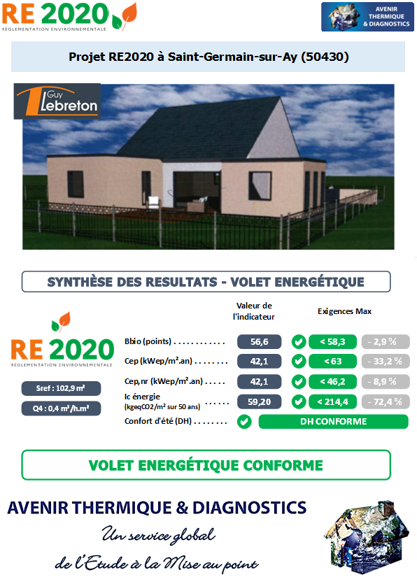 Etude thermique RE2020 + ACV à Saint-Germain-sur-Ay 50430