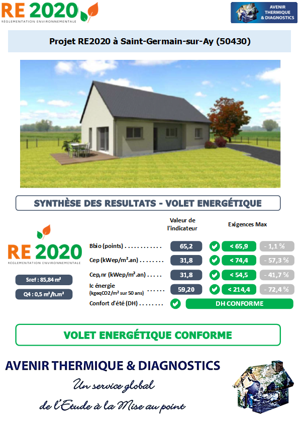 Etude thermique RE2020 + ACV à Saint-Germain-sur-Ay 50430