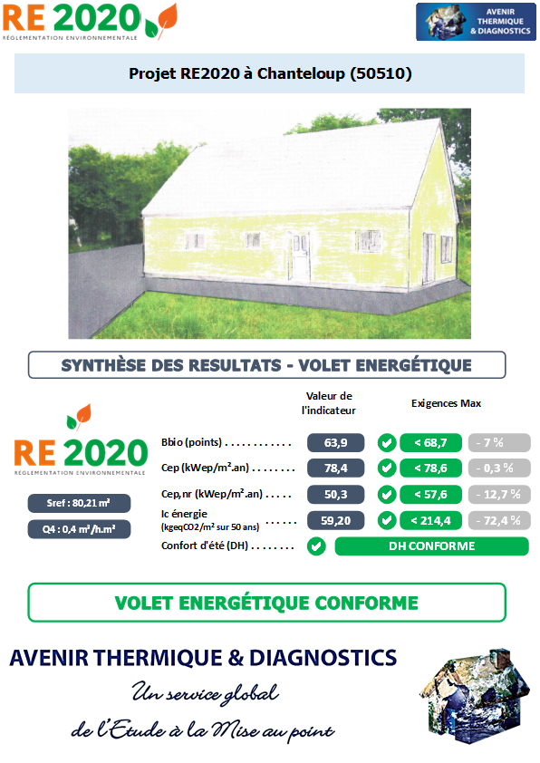 RE2020 - Avenir Thermique - 50510 Chanteloup Manche Etude thermique RE2020 + ACV à Chanteloup 50510