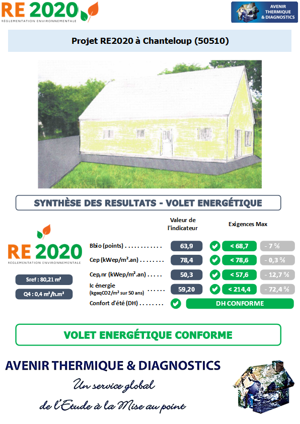 Etude thermique RE2020 + ACV à Chanteloup 50510