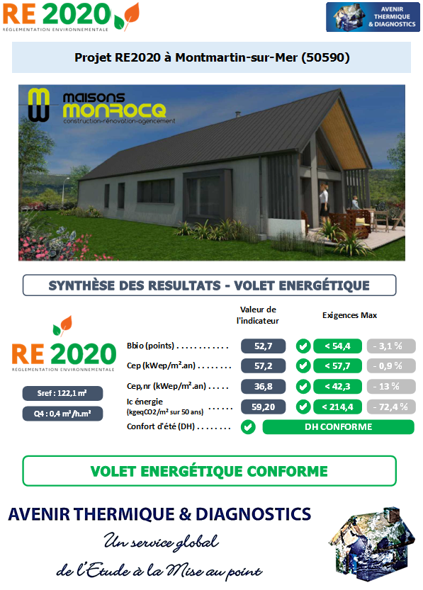 Etude thermique RE2020 + ACV à Montmartin-sur-Mer 50590