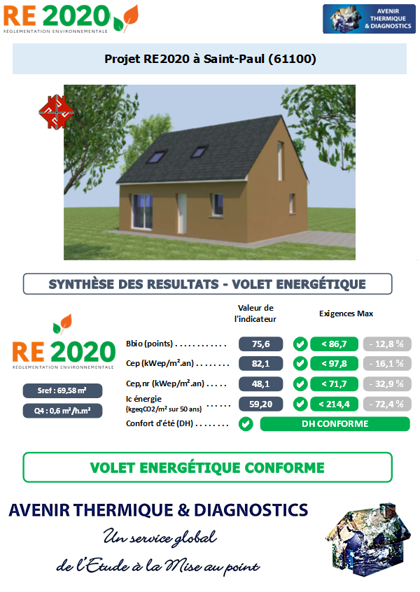 RE2020 - Avenir Thermique - 61100 Saint-Paul Orne - SNTPF MANOURY Etude thermique RE2020 + ACV à Saint-Paul 61100