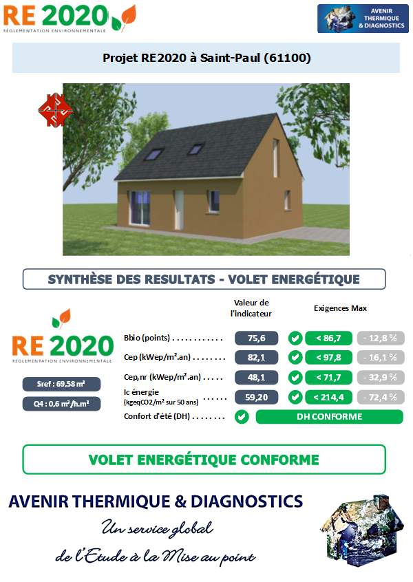 Etude thermique RE2020 + ACV à Saint-Paul 61100