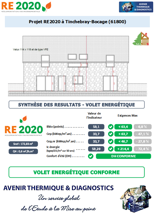 RE2020 - Avenir Thermique - 61800 Tinchebray-Bocage Orne - Maisons Artisanales Bois et Briques Etude thermique RE2020 + ACV à Tinchebray-Bocage 61800
