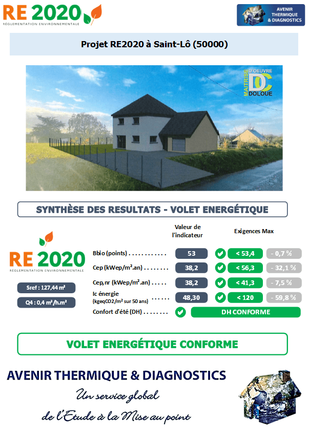 Etude thermique RE2020 + ACV à Saint-Lô 50000