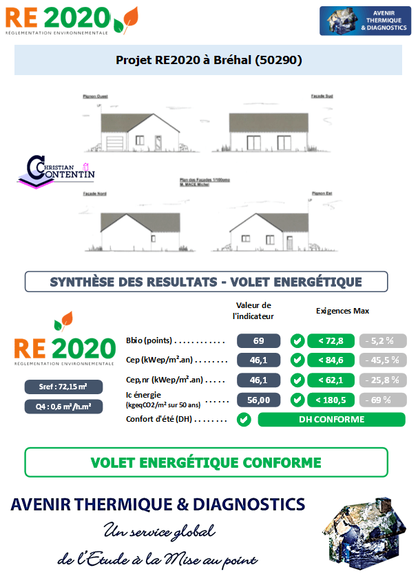 Etude thermique RE2020 + ACV à Bréhal 50290