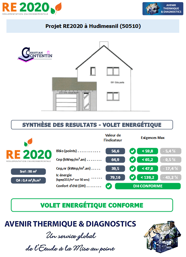 Etude thermique RE2020 + ACV à Hudimesnil 50510