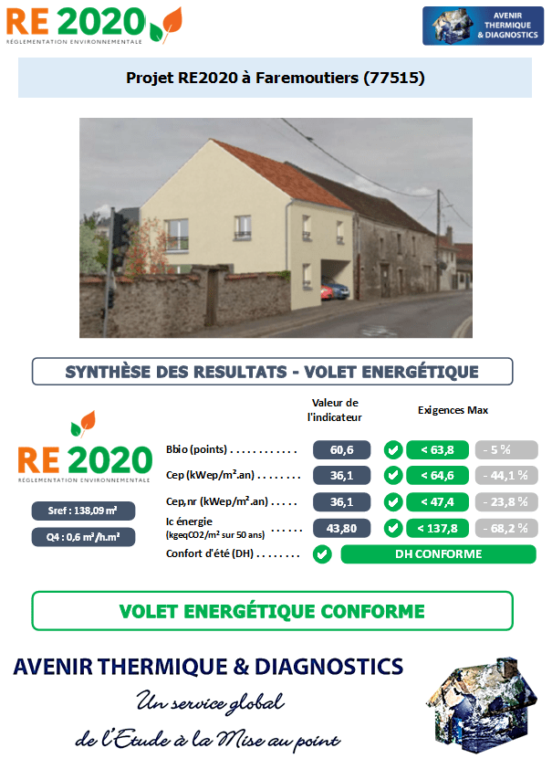 Etude thermique RE2020 + ACV à Faremoutiers 77515