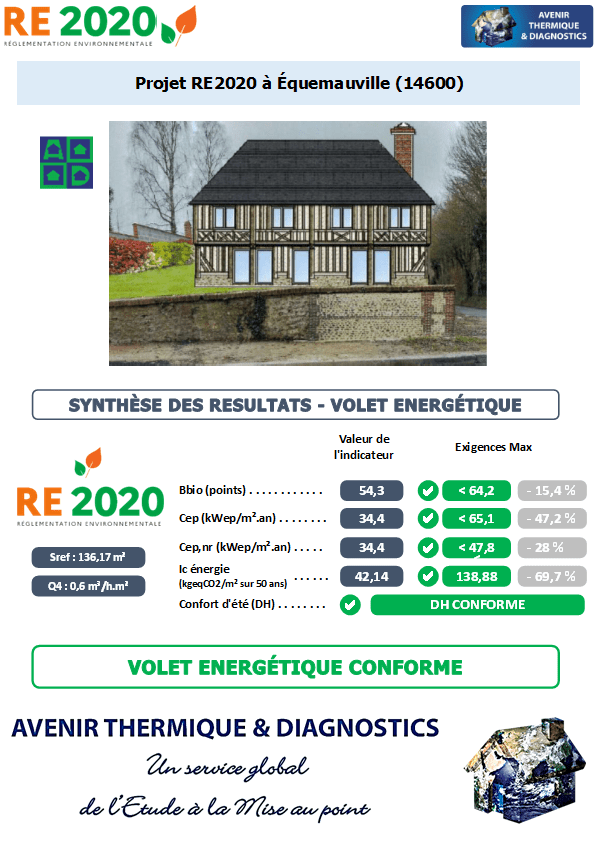 RE2020 - Avenir Thermique - 14600 Équemauville Calvados - ALPLANS DESIGN Etude thermique RE2020 + ACV à Équemauville 14600