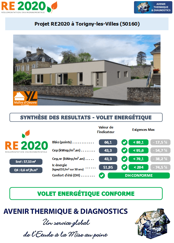 RE2020 - Avenir Thermique - 50160 Torigny-les-Villes Manche - SARL YANNICK LENOIR Etude thermique RE2020 + ACV à Torigny-les-Villes 50160