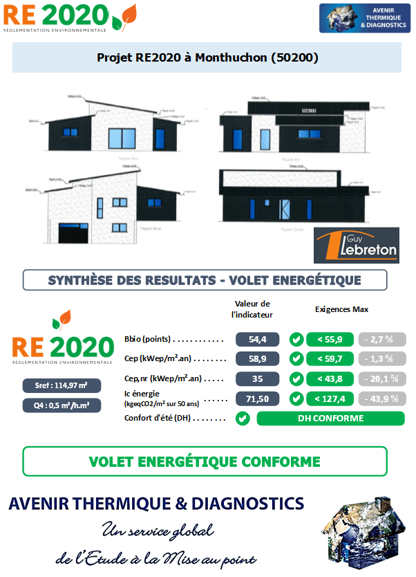 Etude thermique RE2020 + ACV à Monthuchon 50200