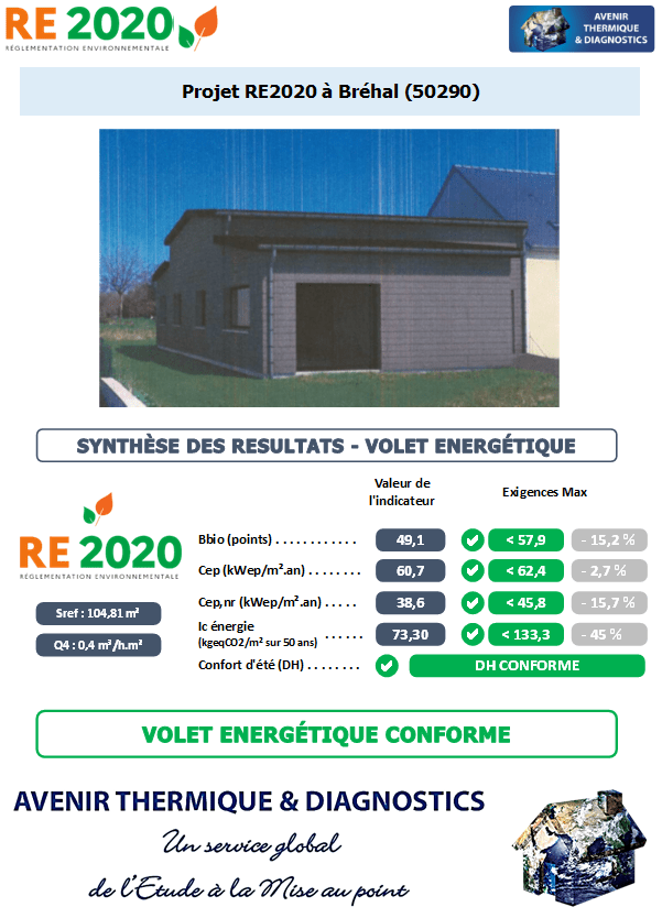RE2020 - Avenir Thermique - 50290 Bréhal Manche - SARL MATMANAU Etude thermique RE2020 + ACV à Bréhal 50290