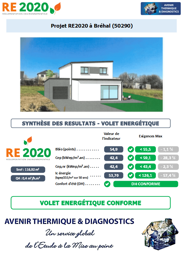 Etude thermique RE2020 + ACV à Bréhal 50290