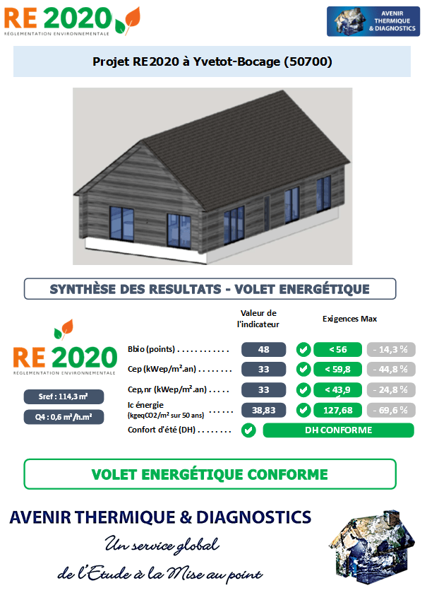 RE2020 - Avenir Thermique - 50700 Yvetot-Bocage Manche Etude thermique RE2020 + ACV à Yvetot-Bocage 50700