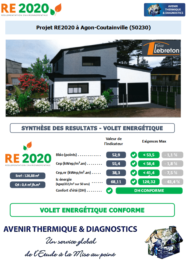 RE2020 - Avenir Thermique - 50230 Agon-Coutainville Manche - SARL GUY LEBRETON Etude thermique RE2020 + ACV à Agon-Coutainville 50230