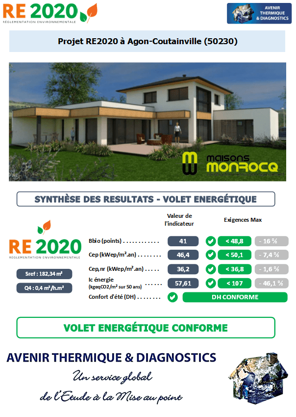RE2020 - Avenir Thermique - 50230 Agon-Coutainville Manche - Maisons MONROCQ Etude thermique RE2020 + ACV à Agon-Coutainville 50230