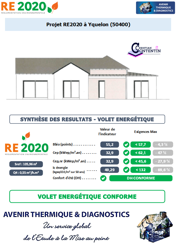 RE2020 - Avenir Thermique - 50400 Yquelon Manche - SARL CHRISTIAN CONTENTIN Etude thermique RE2020 + ACV à Yquelon 50400