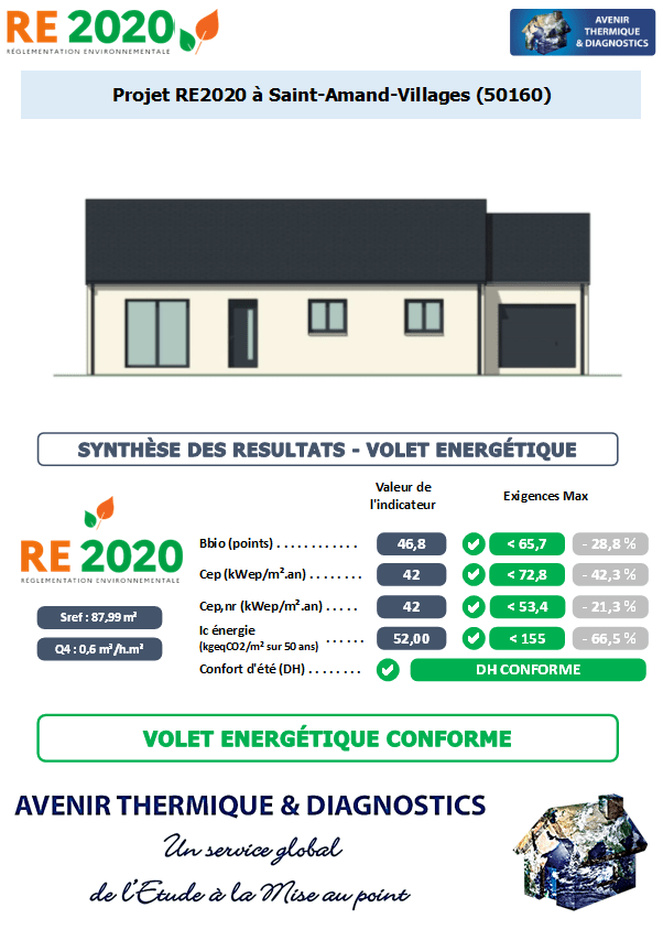 Etude thermique RE2020 + ACV à Saint-Amand-Villages 50160