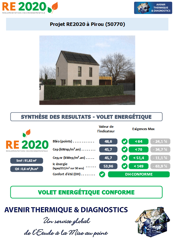 Etude thermique RE2020 + ACV à Pirou 50770