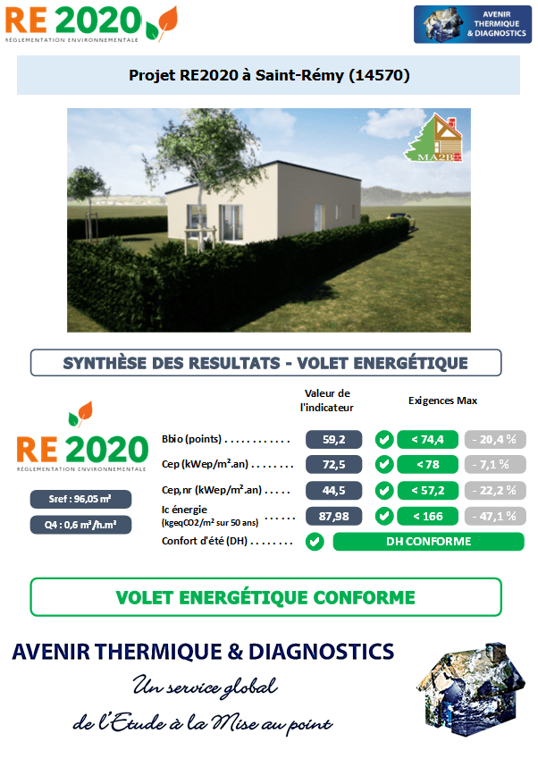 RE2020 - Avenir Thermique - 14570 Saint-Rémy Calvados - Maisons Artisanales Bois et Briques Etude thermique RE2020 + ACV à Saint-Rémy 14570