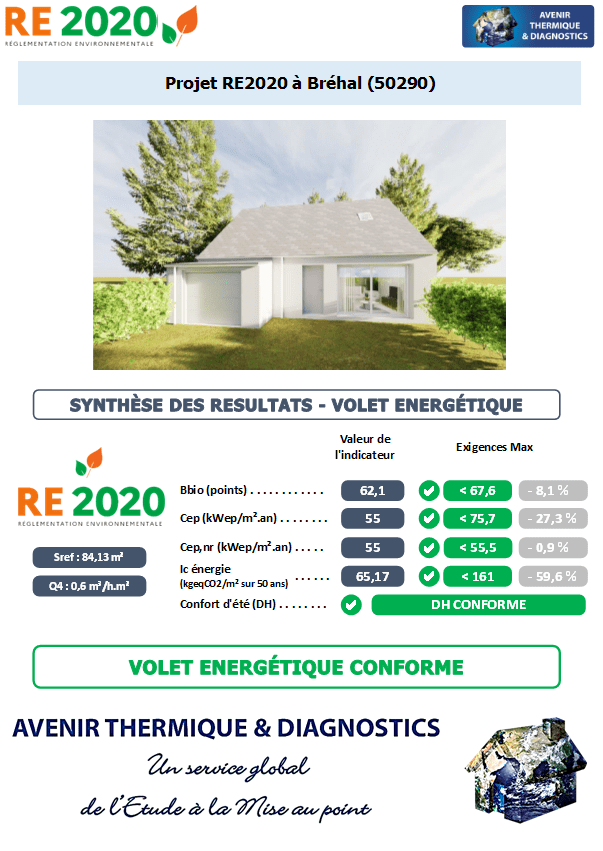 RE2020 - Avenir Thermique - 50290 Bréhal Manche - Maison ZORYA - Mme HUET Lesly Etude thermique RE2020 + ACV à Bréhal 50290