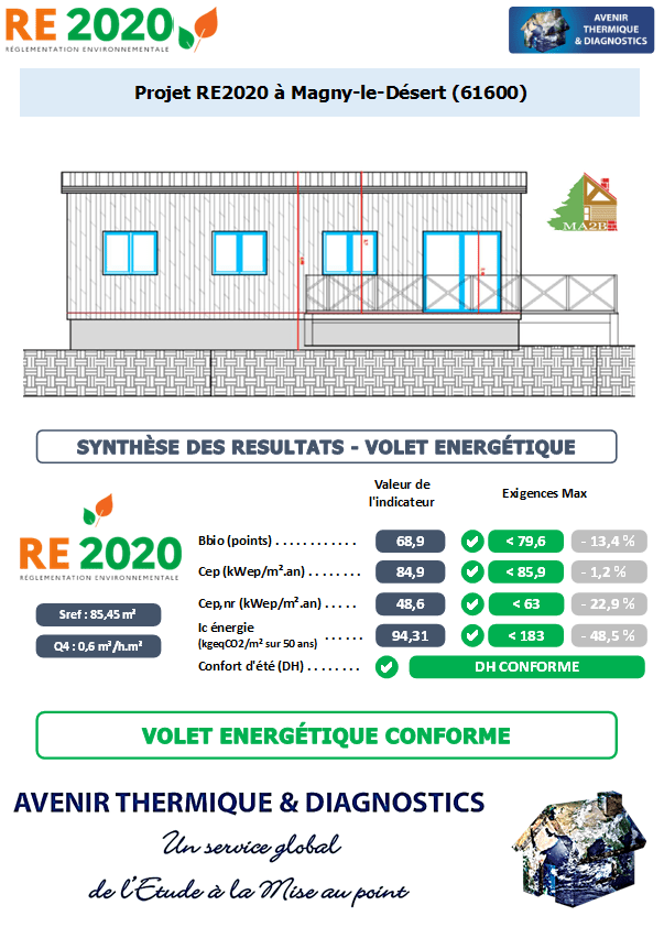RE2020 - Avenir Thermique - 61600 Magny-le-Désert Orne - Maisons Artisanales Bois et Briques Etude thermique RE2020 + ACV à Magny-le-Désert 61600