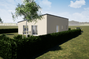 Vue 3D de une maison individuelle neuve à Saint-Rémy (14570) étudié selon la RE2020