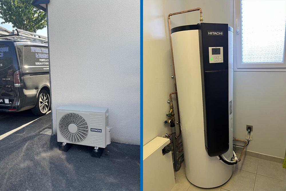 Installation d’un chauffe-eau thermodynamique Hitachi Yutempo 270 L à Montmartin sur Mer - Unité intérieure