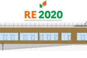 Vue 3D de un bâtiment de bureaux à Landivy (53190) étudié selon la RE2020 en collaboration avec CHRYSALIS